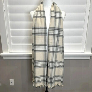 J. Crew Plaid Scarf with Pom Poms